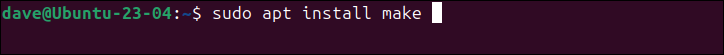 Installing make with the apt command