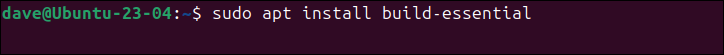 Installing the build-essential package with the apt command