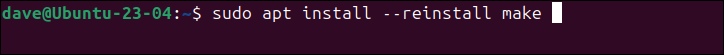 Reinstalling make with the apt command