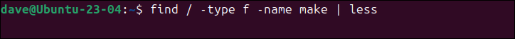 Searching for the make binary and man pages with the find command
